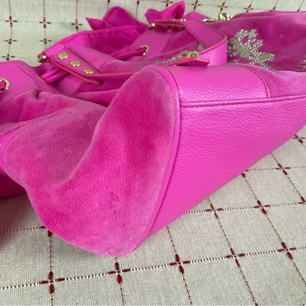 💖HP💖 Juicy Couture Hot Pink Snowflake Daydreamer Super Soft Velour Embroidered - Picture 7 of 15